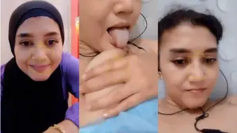 Vcs Amel Buka Hijab, Jilat Putting Sambil Merem Melek.
