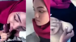 Ukhti Kerudung Merah Muncrat Di Mulut, Nikmatin Tuh.