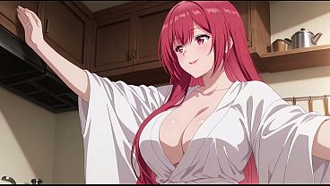 Anak Tiri Pulang Cepat, Lihat Istri Bapak Masak Pakai Jubah Tipis. Kureha Enomoto Cosplay Hentai (ai-generated)